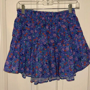 EUC LOVESHACKFANCY size XS purple floral double tiered mini skirt